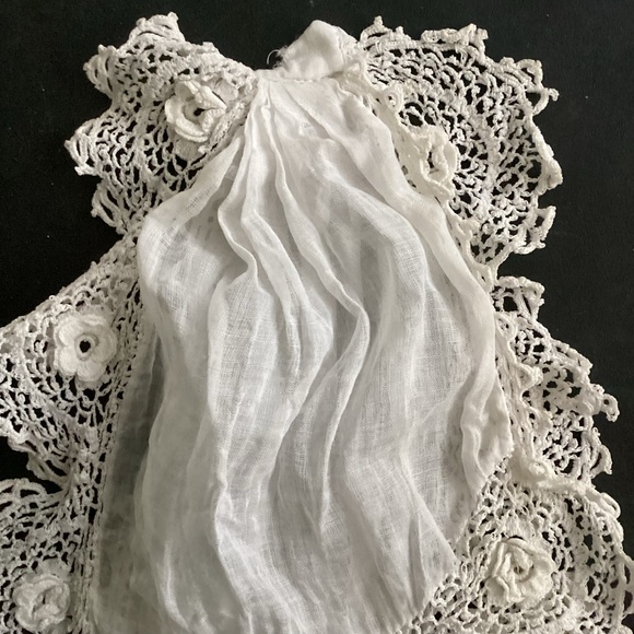 Vintage Irish Lace Foulard Scarf Collar Ruffle Fine Cotton - Picture 3 of 7